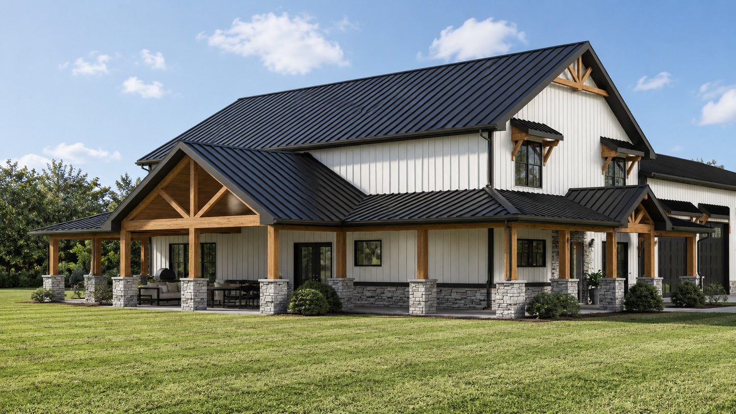 BG-20148 Winnie barndominium exterior rendering