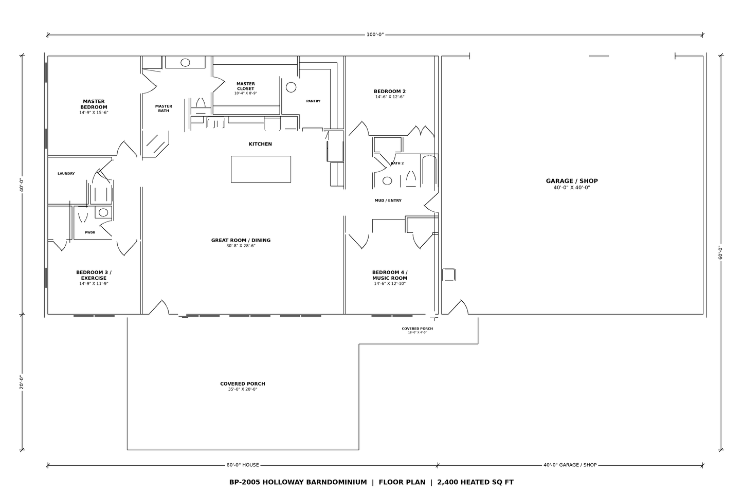 BP-2005 Holloway Barndominium floor plan