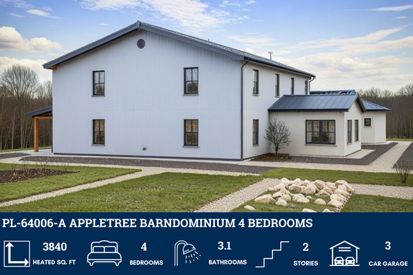 PL-64006-A Appletree Barndominium House Plan – Barndominium Plans