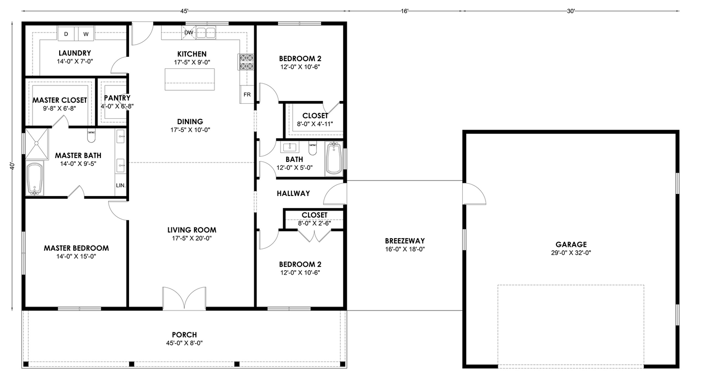 BRZ-30040 Barndominium House Plan