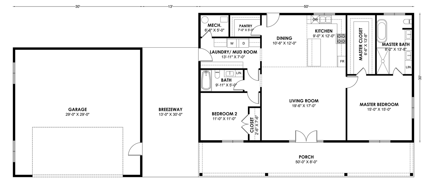BRZ-30044 Barndominium House Plan