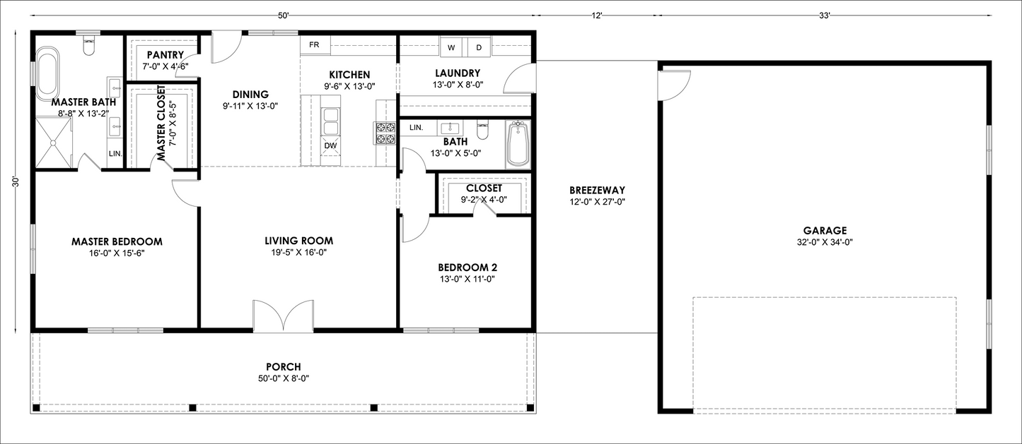 BRZ-30053 Barndominium House Plan