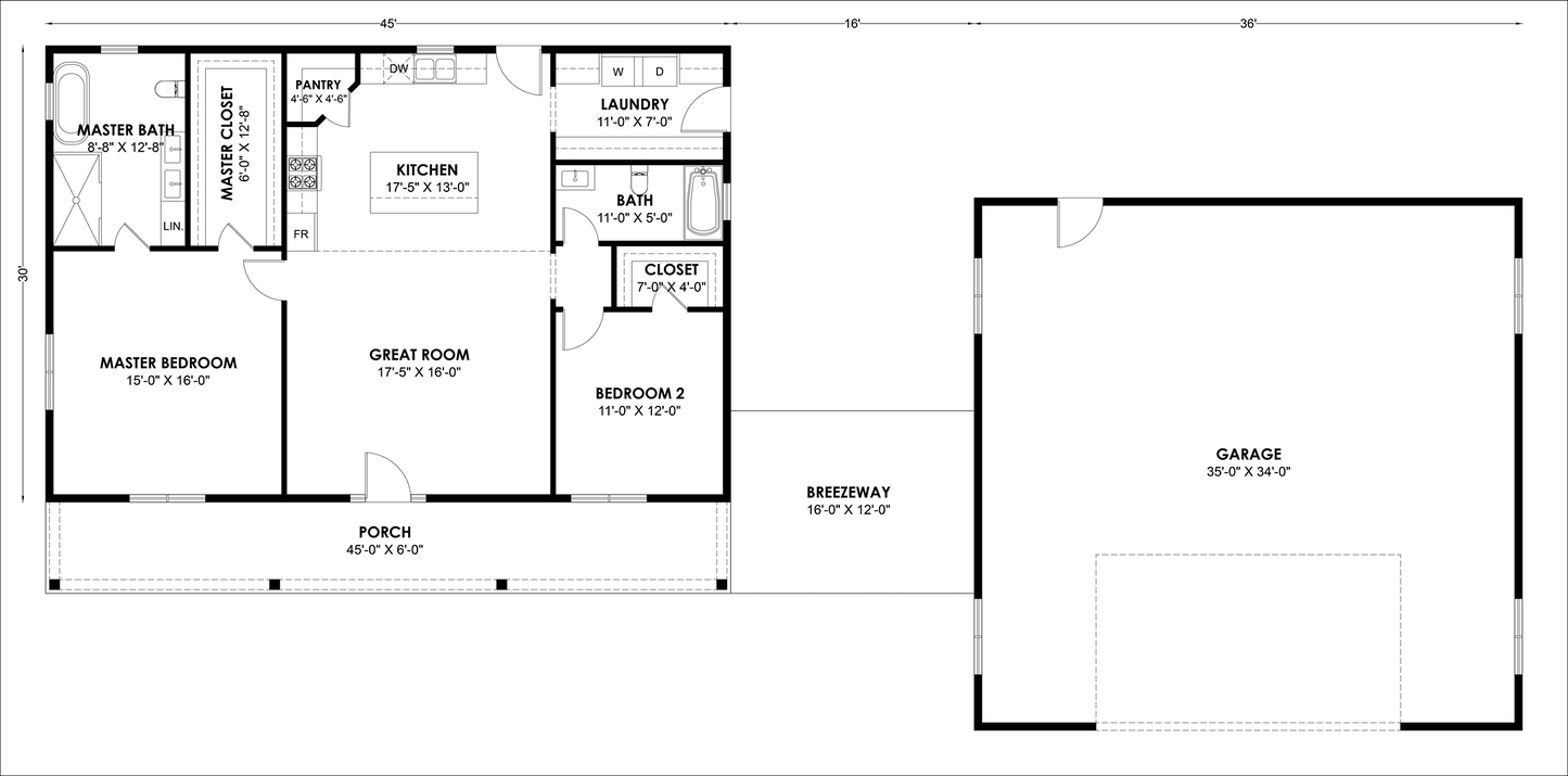 BRZ-30055 Barndominium House Plan
