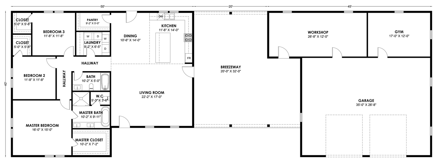 BRZ-30060 Barndominium House Plan
