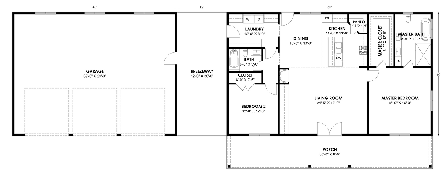 BRZ-30064 Barndominium House Plan