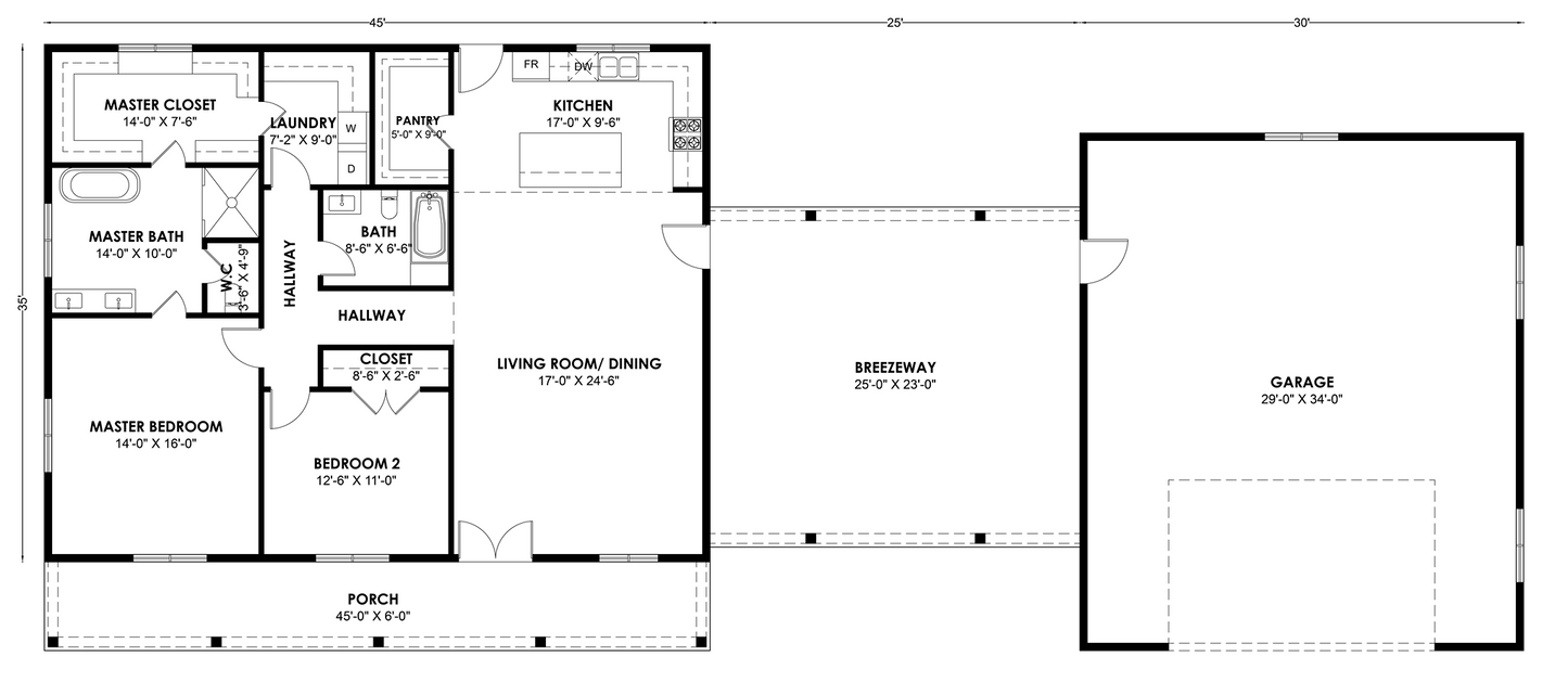 BRZ-30070 Barndominium House Plan