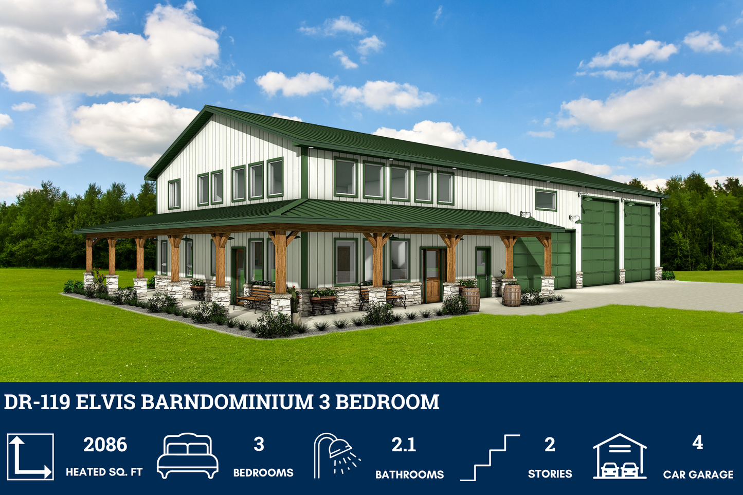 DR-119 Elvis Barndominium House Plan