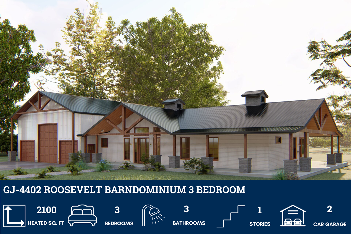 GJ-4402 Roosevelt Barndominium House Plan