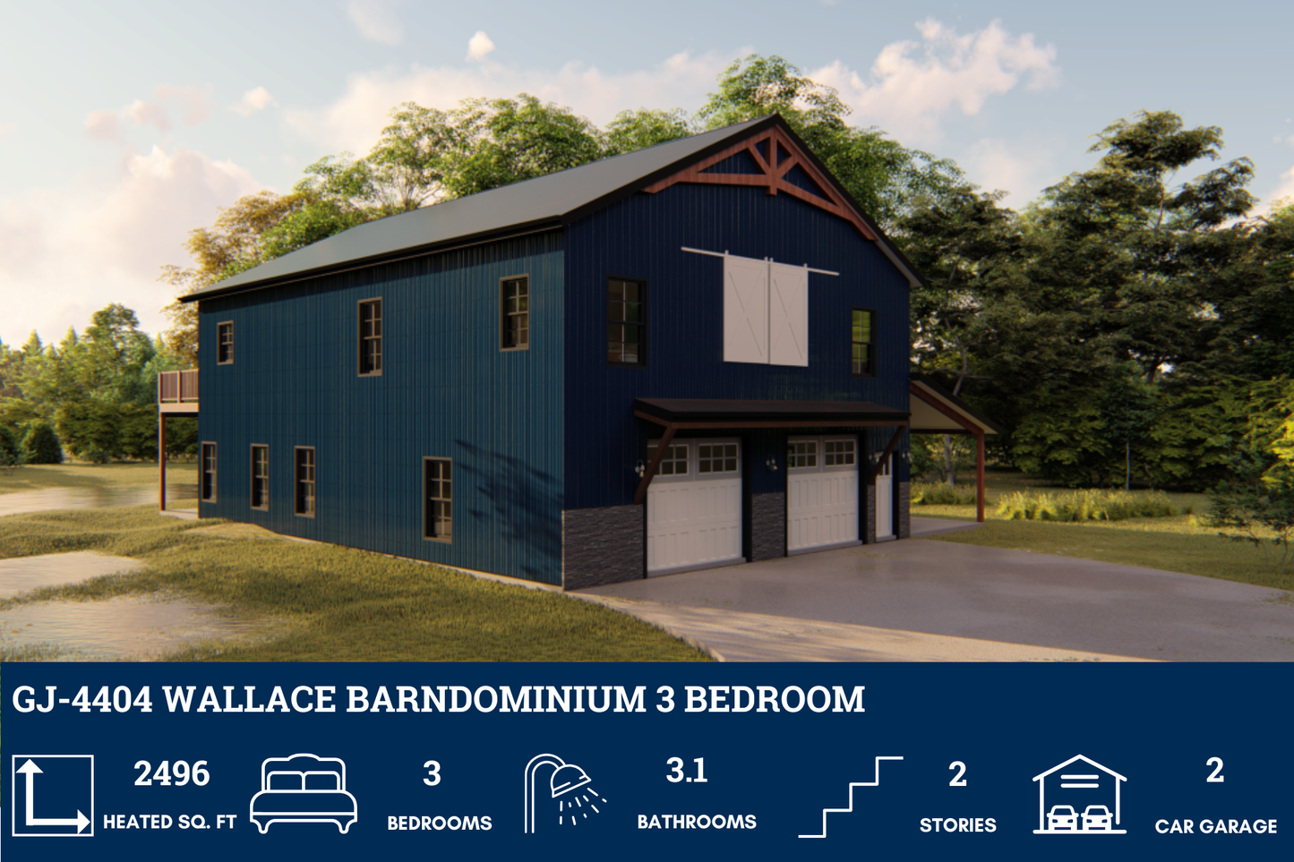 GJ-4404 Wallace Barndominium House Plan