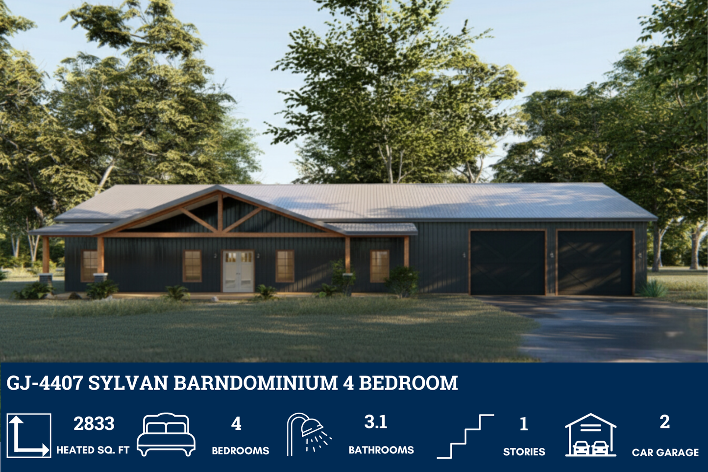 GJ-4407 Sylvan Barndominium House Plan