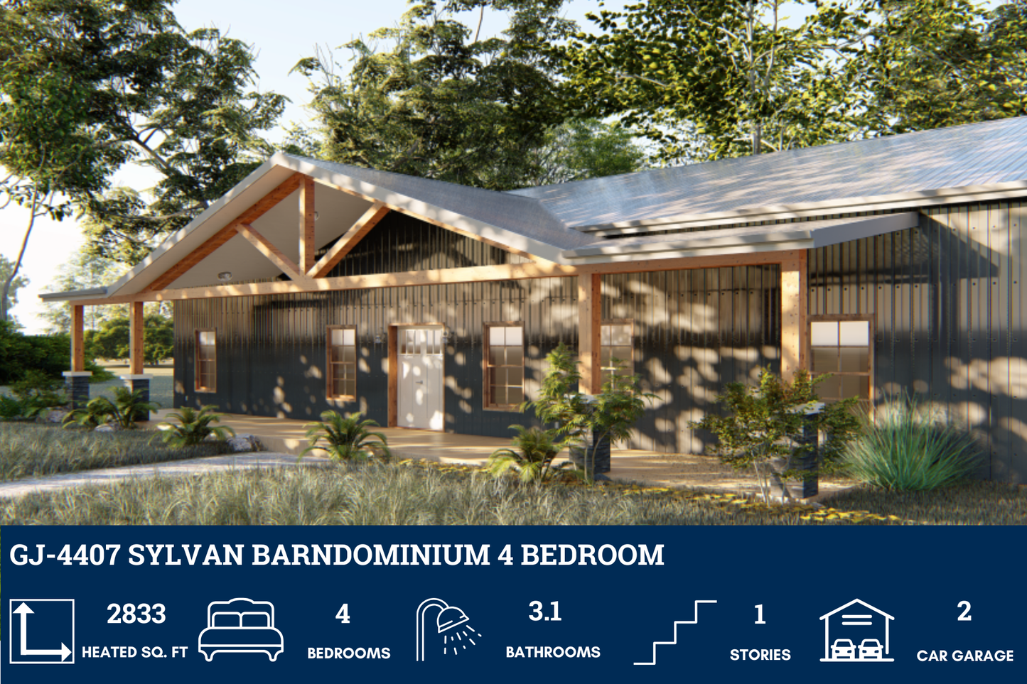 GJ-4407 Sylvan Barndominium House Plan