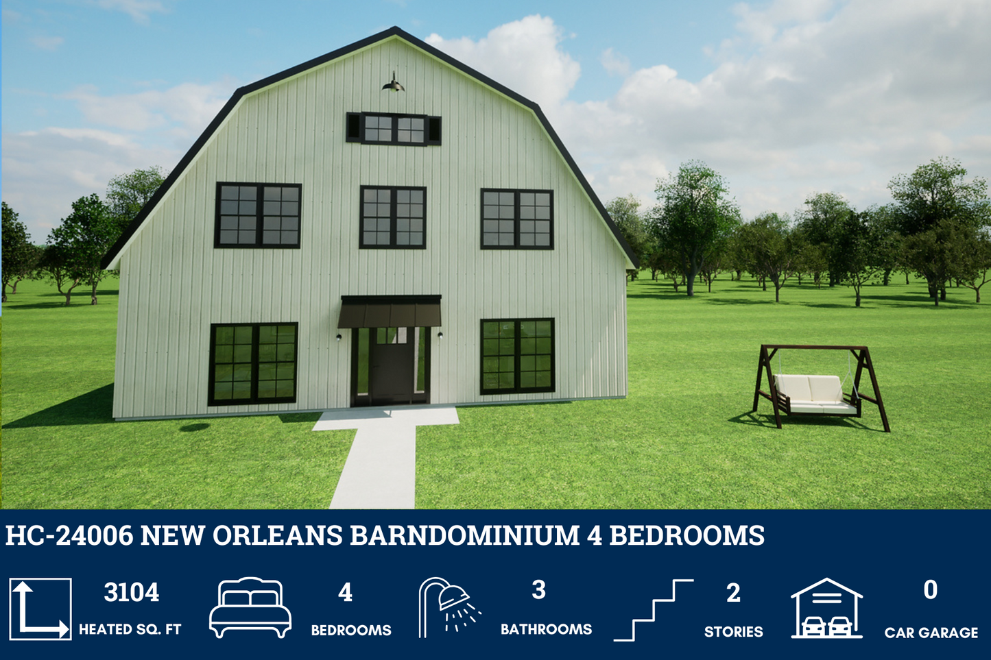 HC-24006 New Orleans Barndominium House Plan