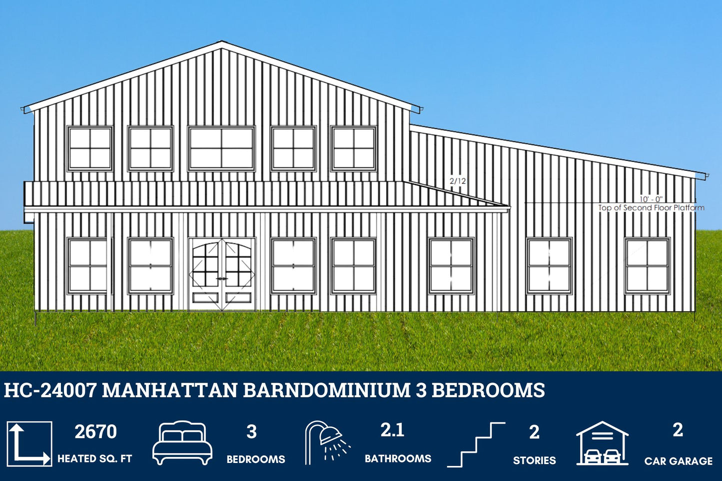 HC-24007 Manhattan Barndominium House Plan