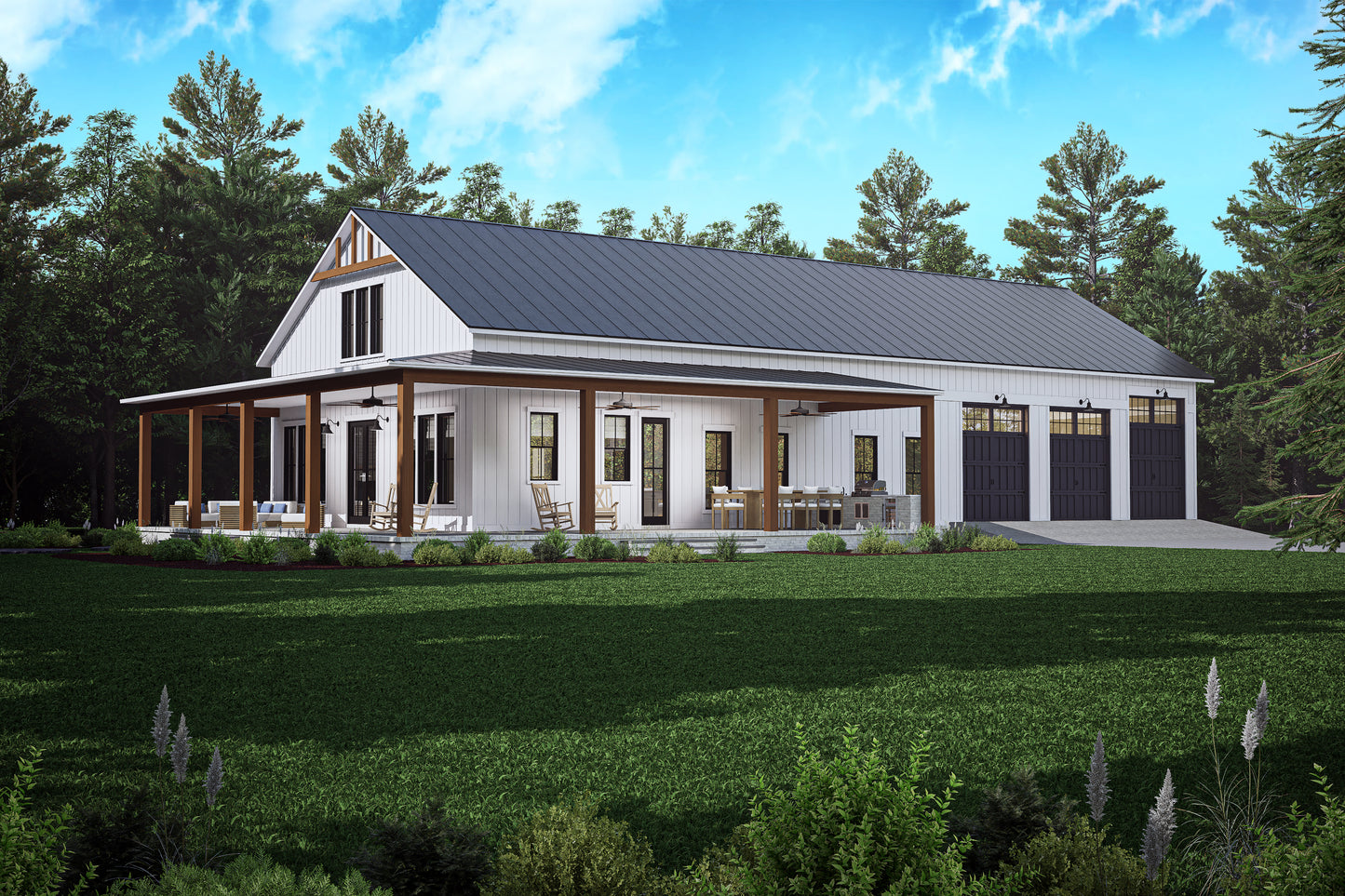 HPZ-22017 Debra Barndominium House Plan