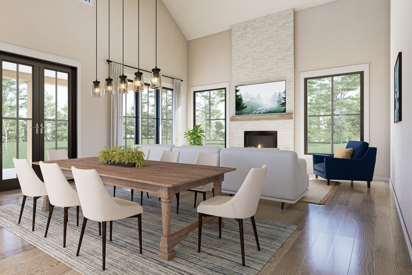 HPZ-22017 Debra Barndominium House Plan