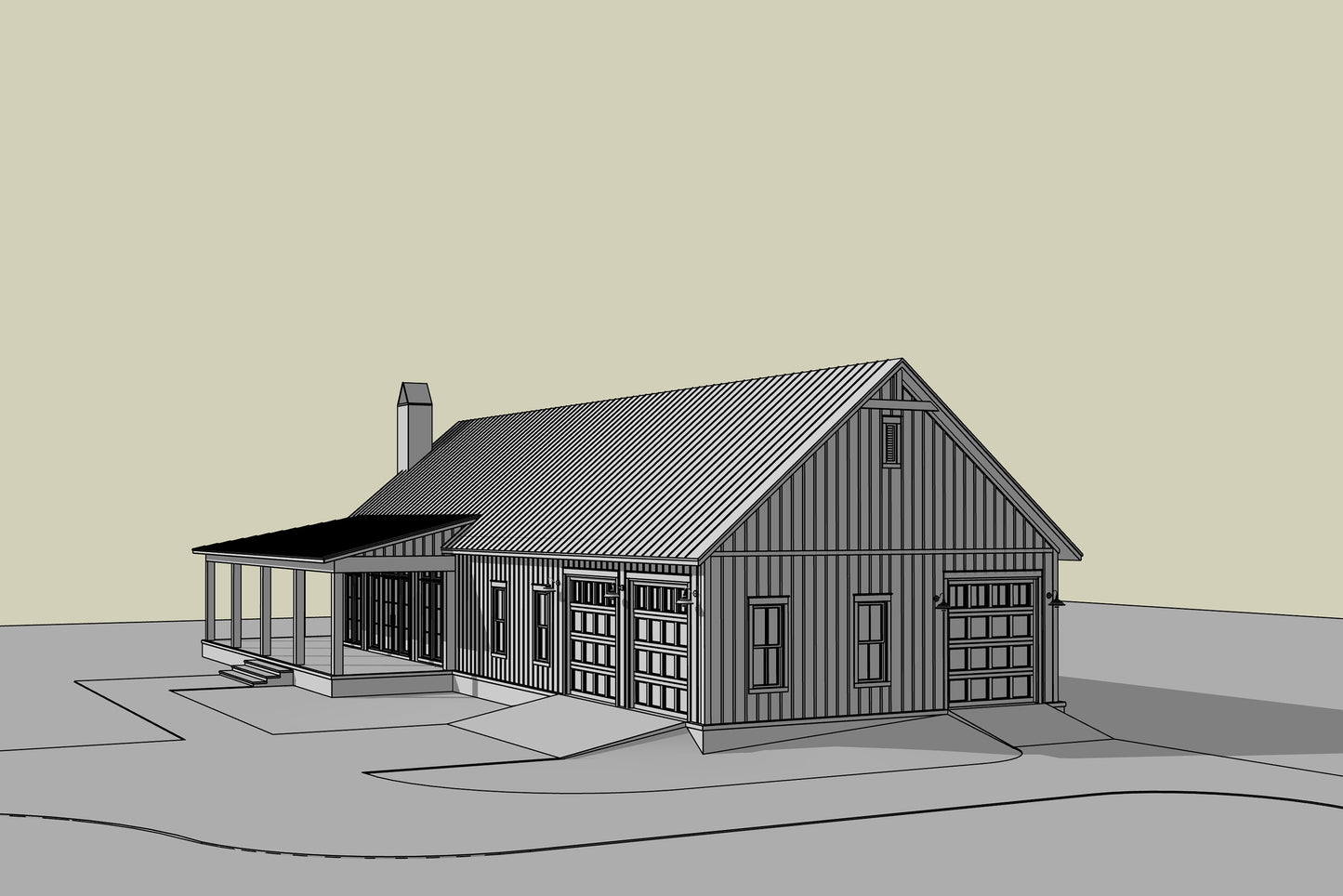 HPZ-26024 Abel Barndominium House Plan