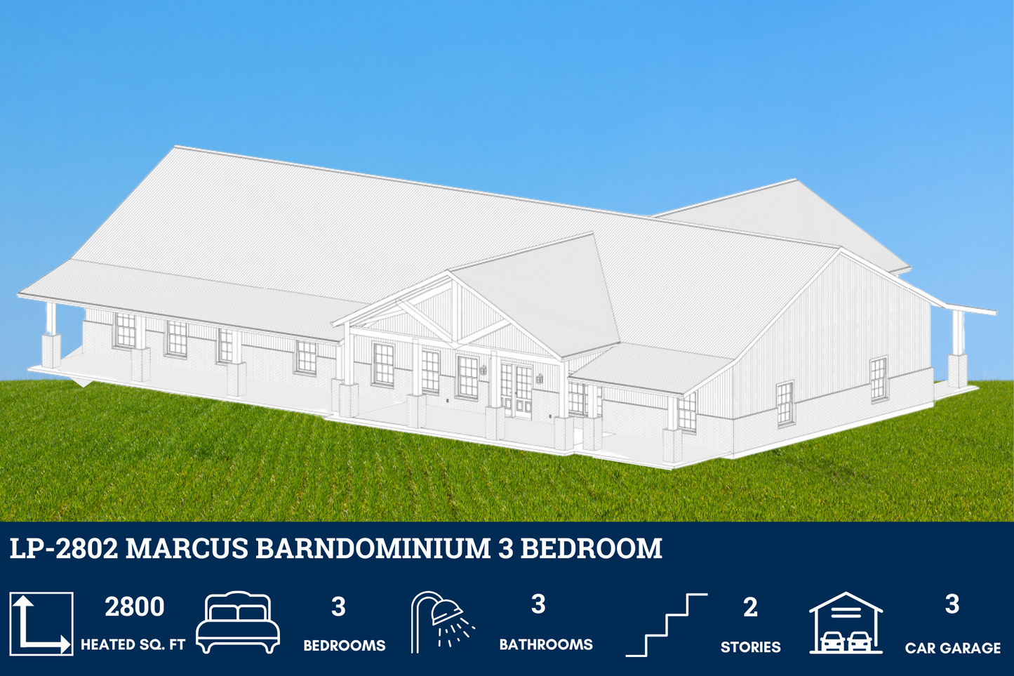 LP-2802 Marcus Barndominium House Plans