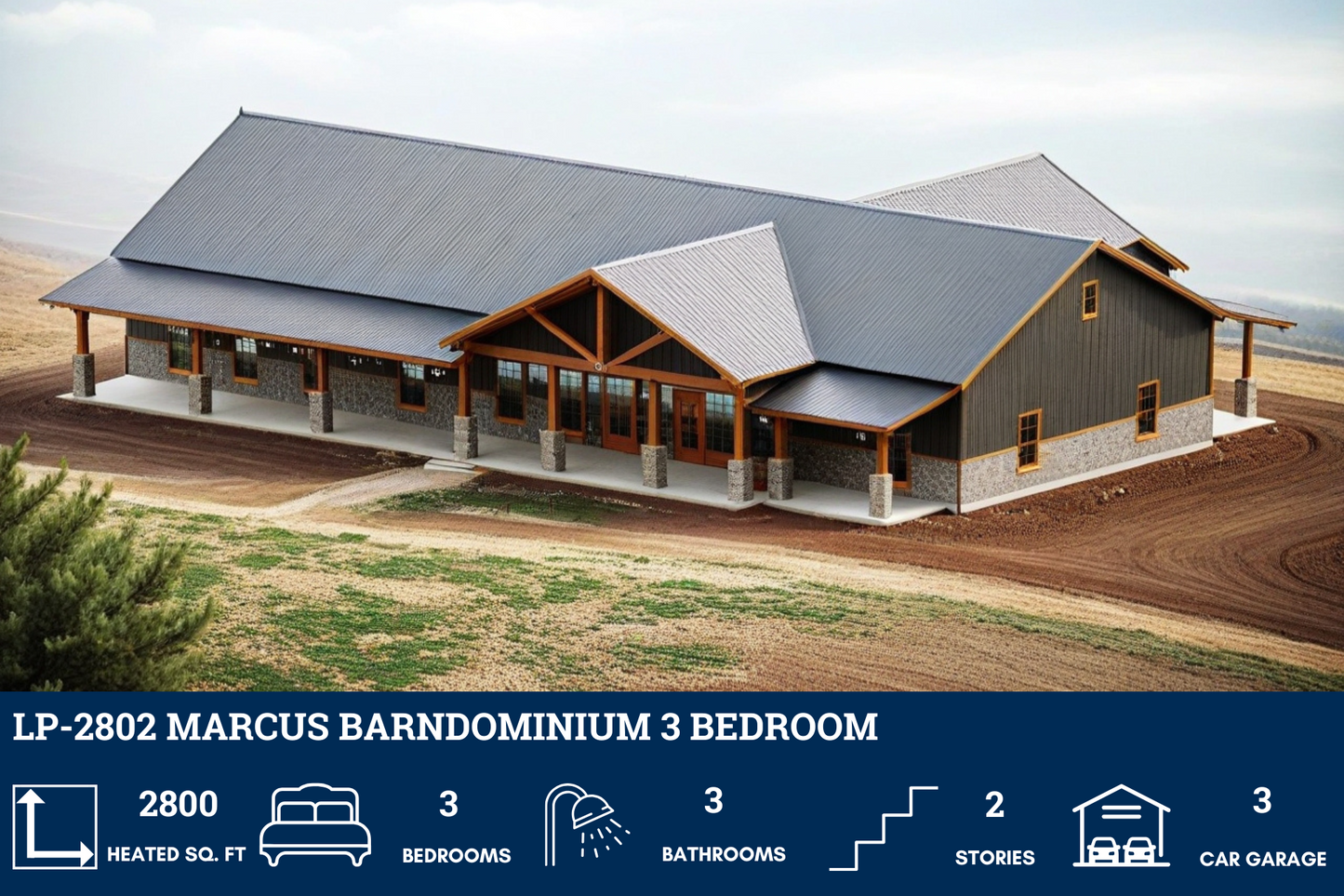 LP-2802 Marcus Barndominium House Plans