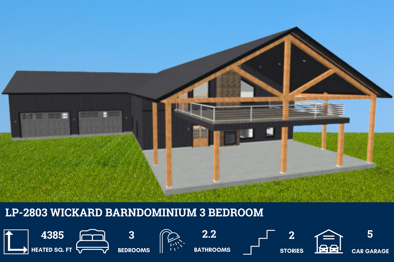 3 Bedroom 2 1/2 Bathroom Barndominium House Plans