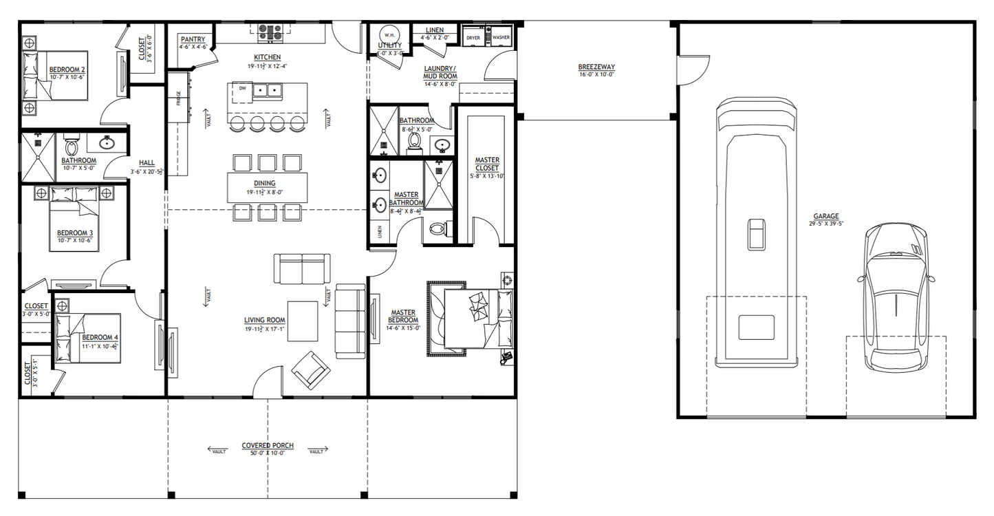 LP-2804-C Caitlyn Barndominium House Plan