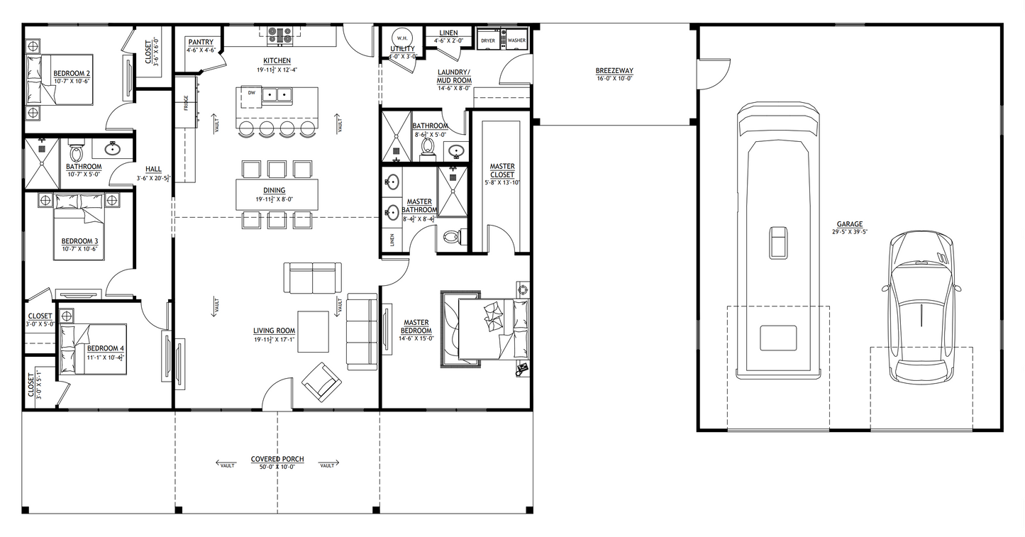 LP-2804-C Caitlyn Barndominium House Plan