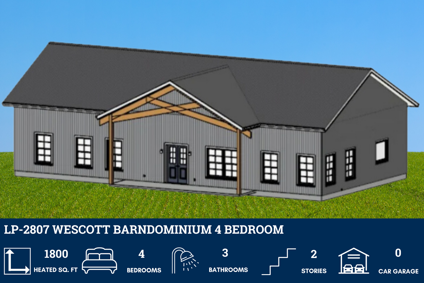 LP-2807 Wescott Barndominium House Plans