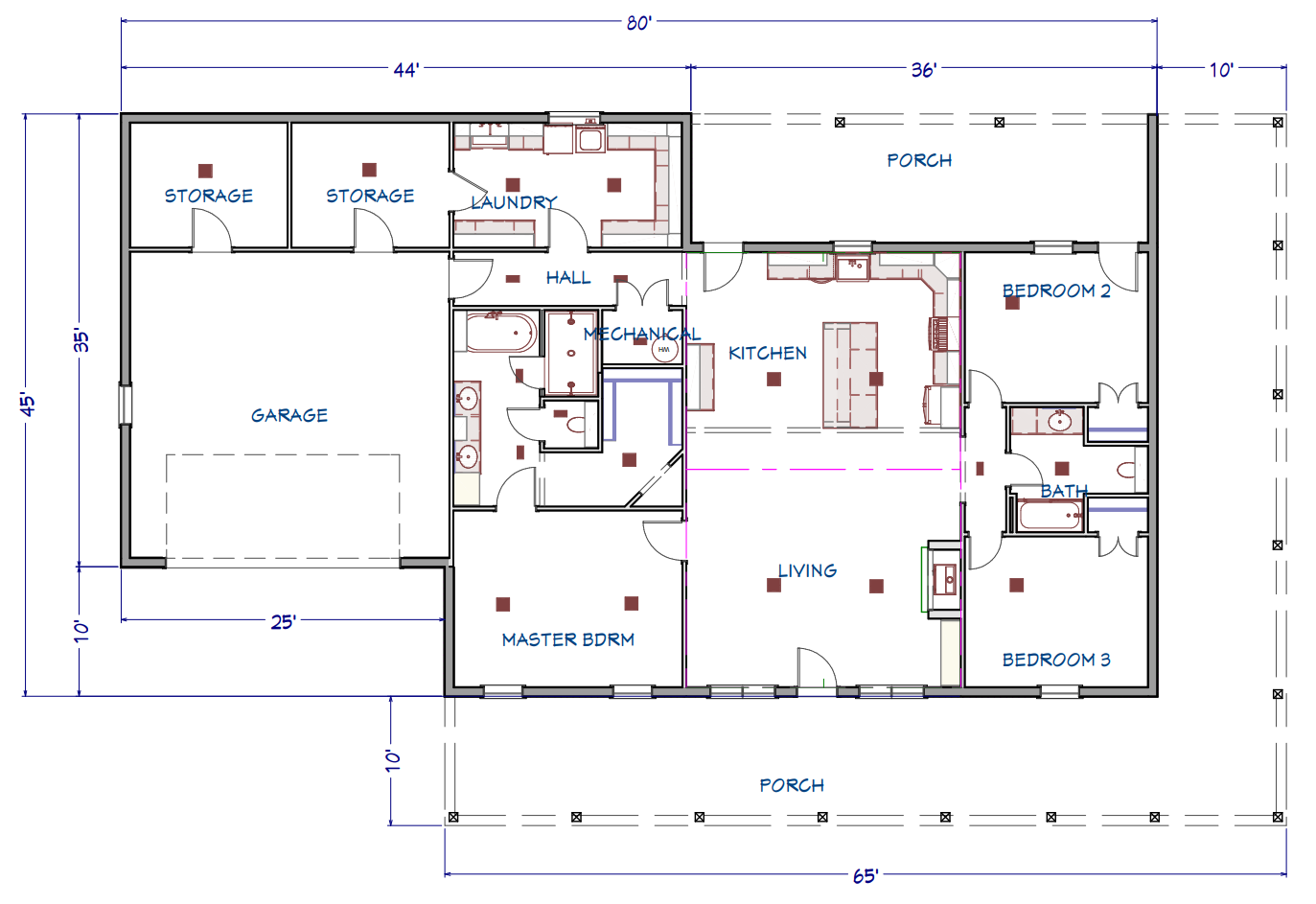 LP-3204 Gunther Barndominium House Plan