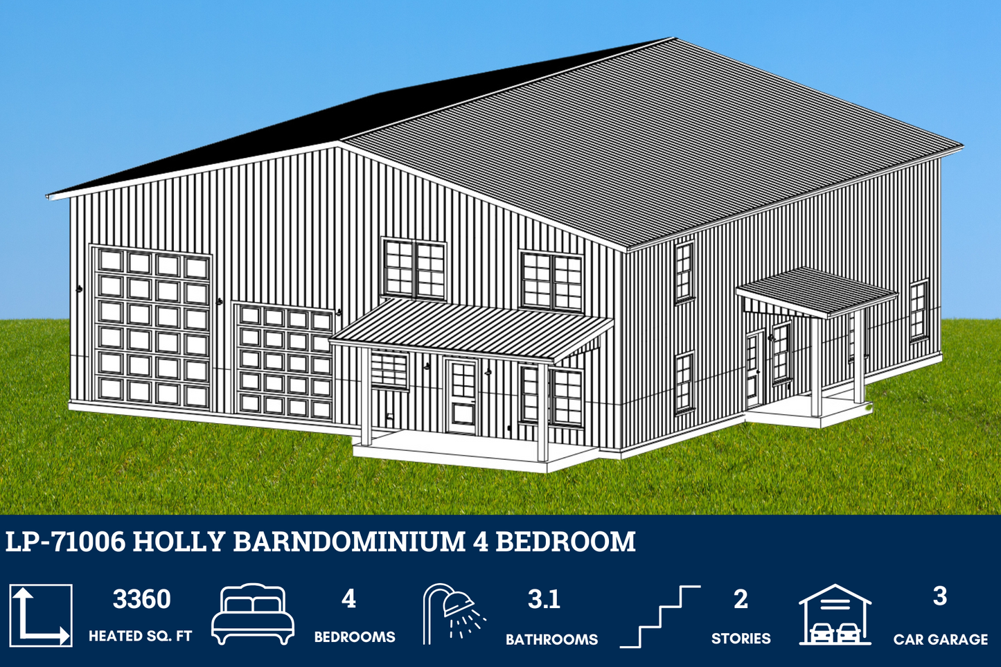 LP-71006 Holly Barndominium House Plan