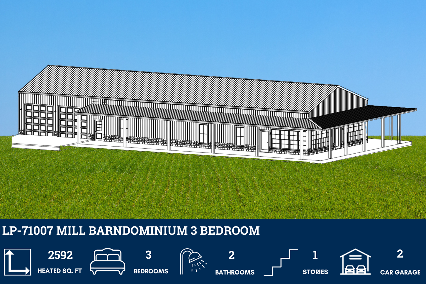 LP-71007 Mill Barndominium House Plan