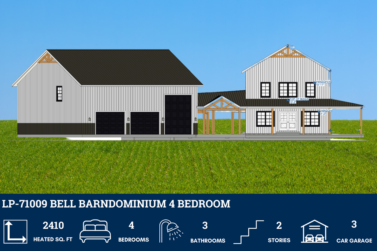 LP-71009 Bell Barndominium House Plan