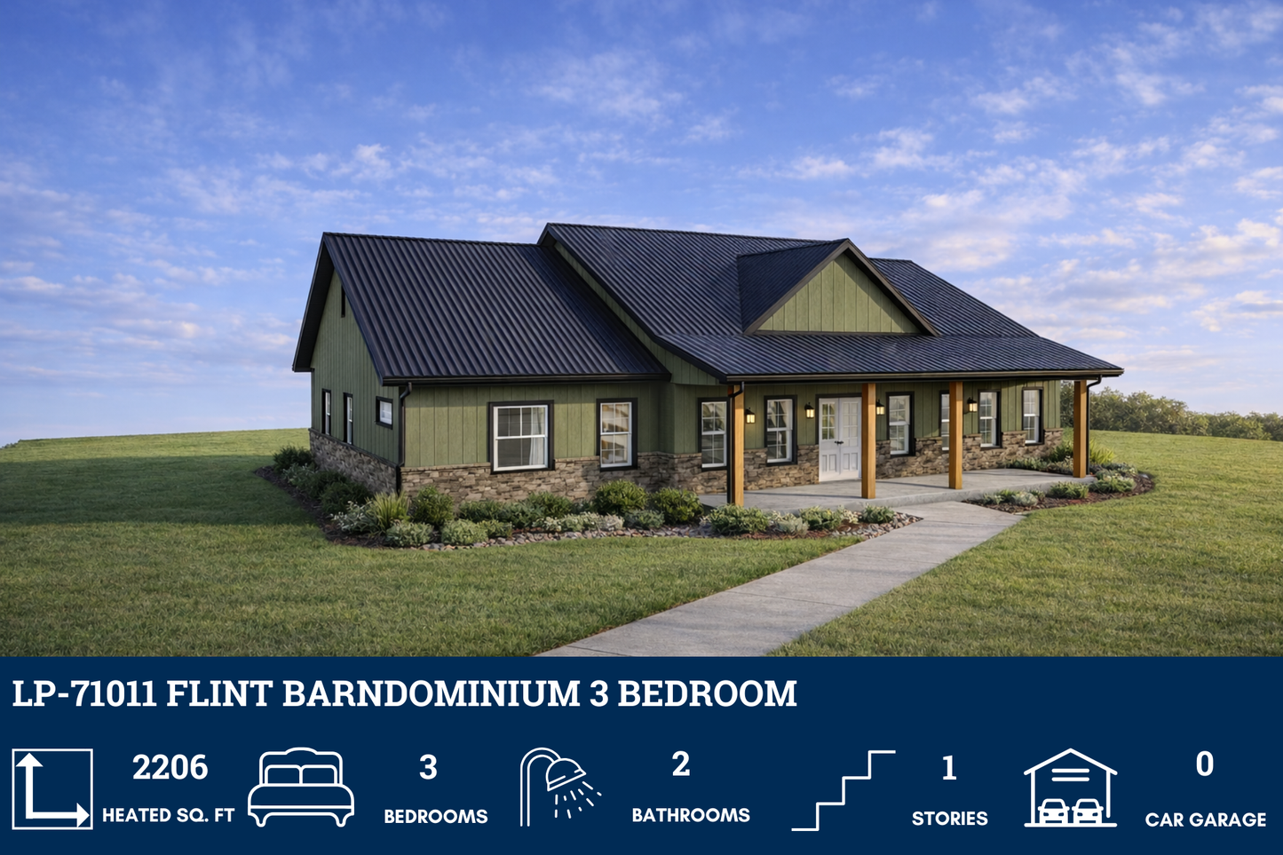 LP-71011 Flint Barndominium House Plan