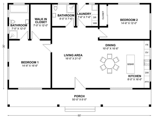 BCO-40087 Barndominium House Plan
