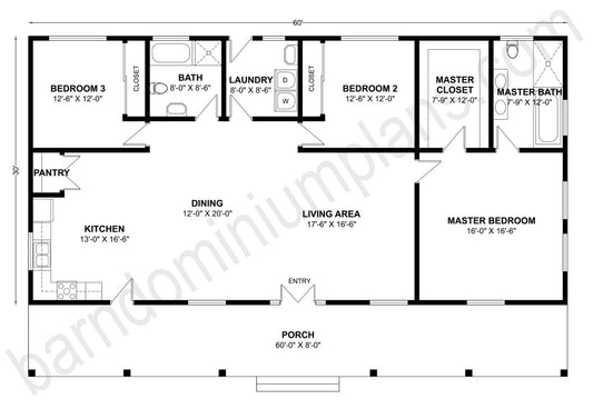BCO-40102 Barndominium House Plan