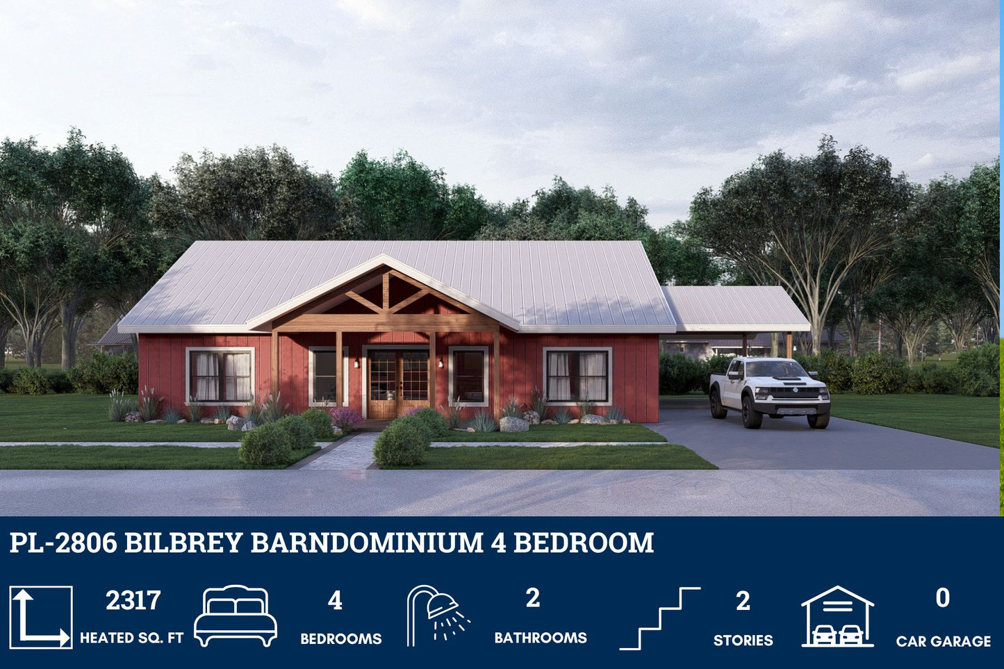 PL-2806 Bilbrey Barndominium House Plans