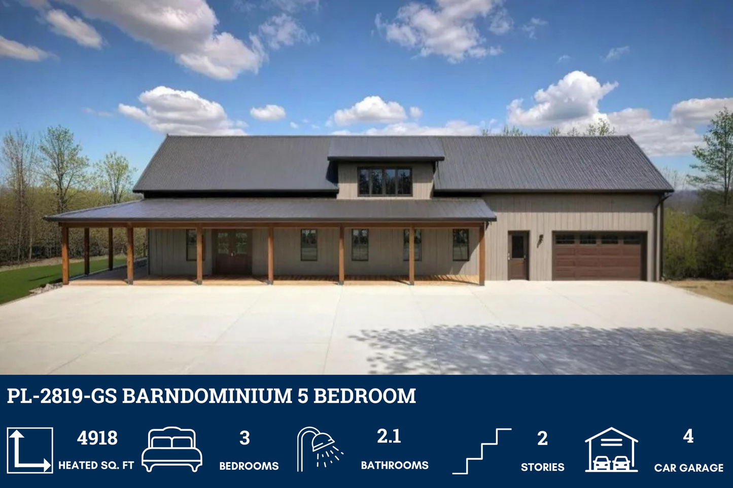 PL-2819-GS Barndominium House Plan