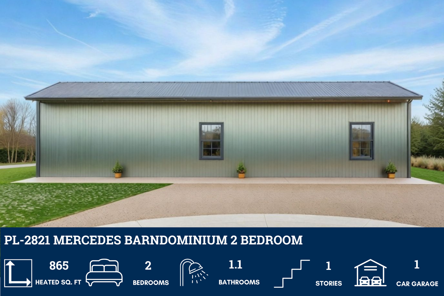 PL-2821 Mercedes Barndominium House Plan