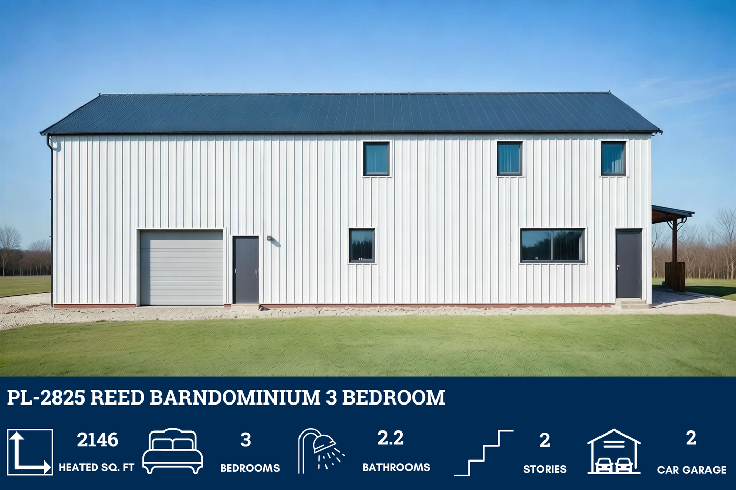 PL-2825 Reed Barndominium House Plan