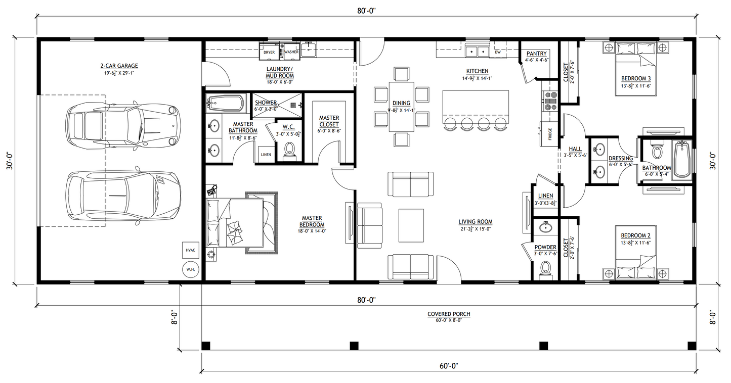 PL-2834 Wally Barndominium House Plan
