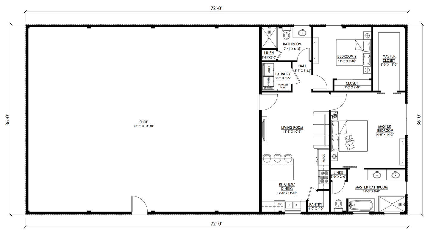PL-2842 Thomas Barndominium House Plan