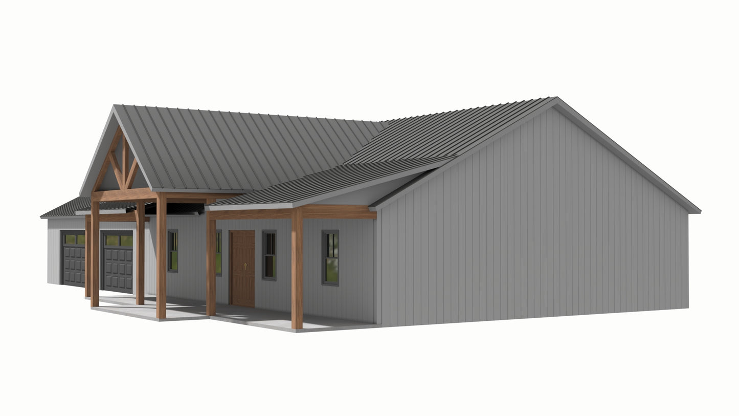 PL-2848 Elle Barndominium House Plan