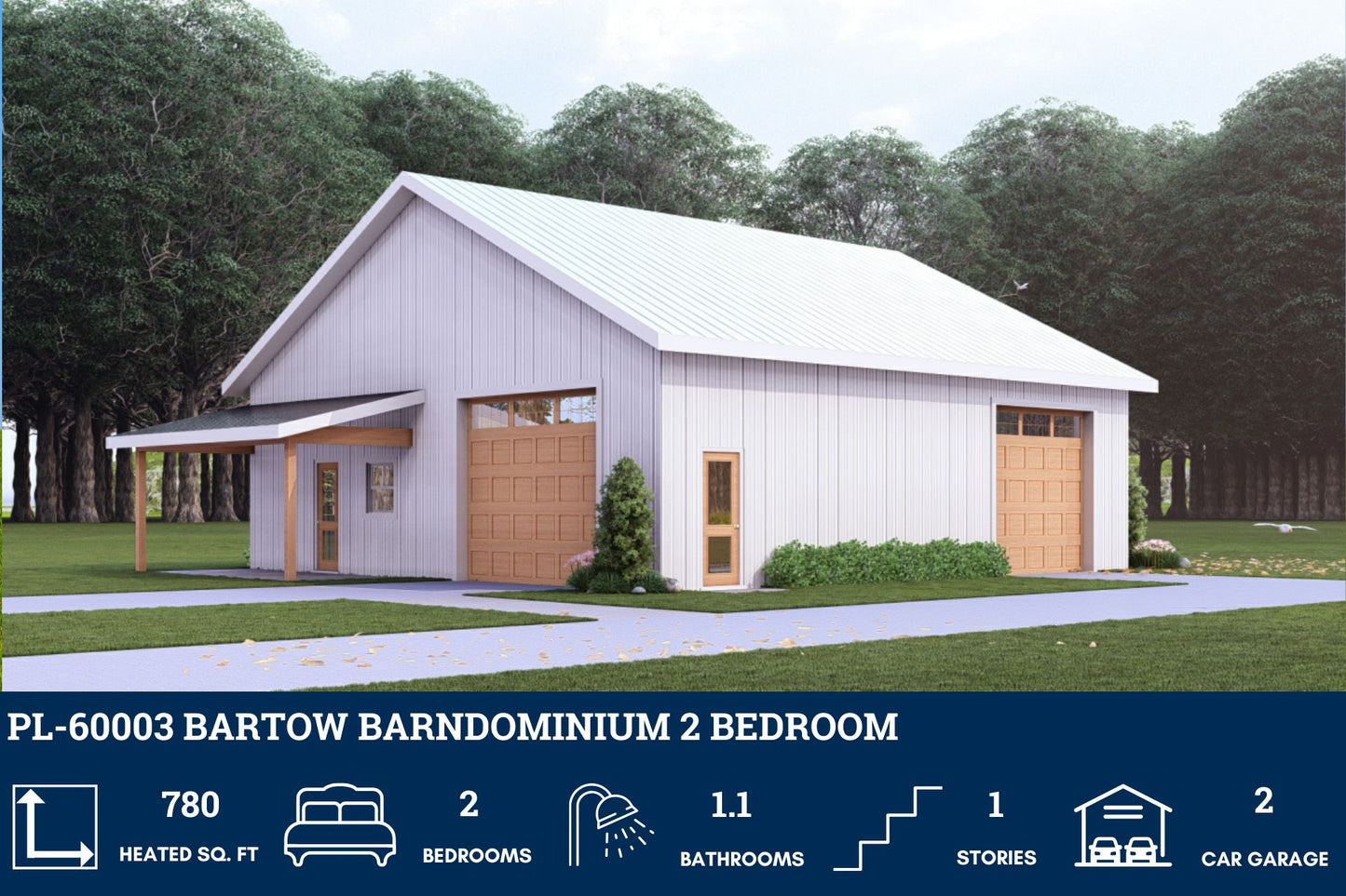 PL-60003 Bartow Barndominium House Plan