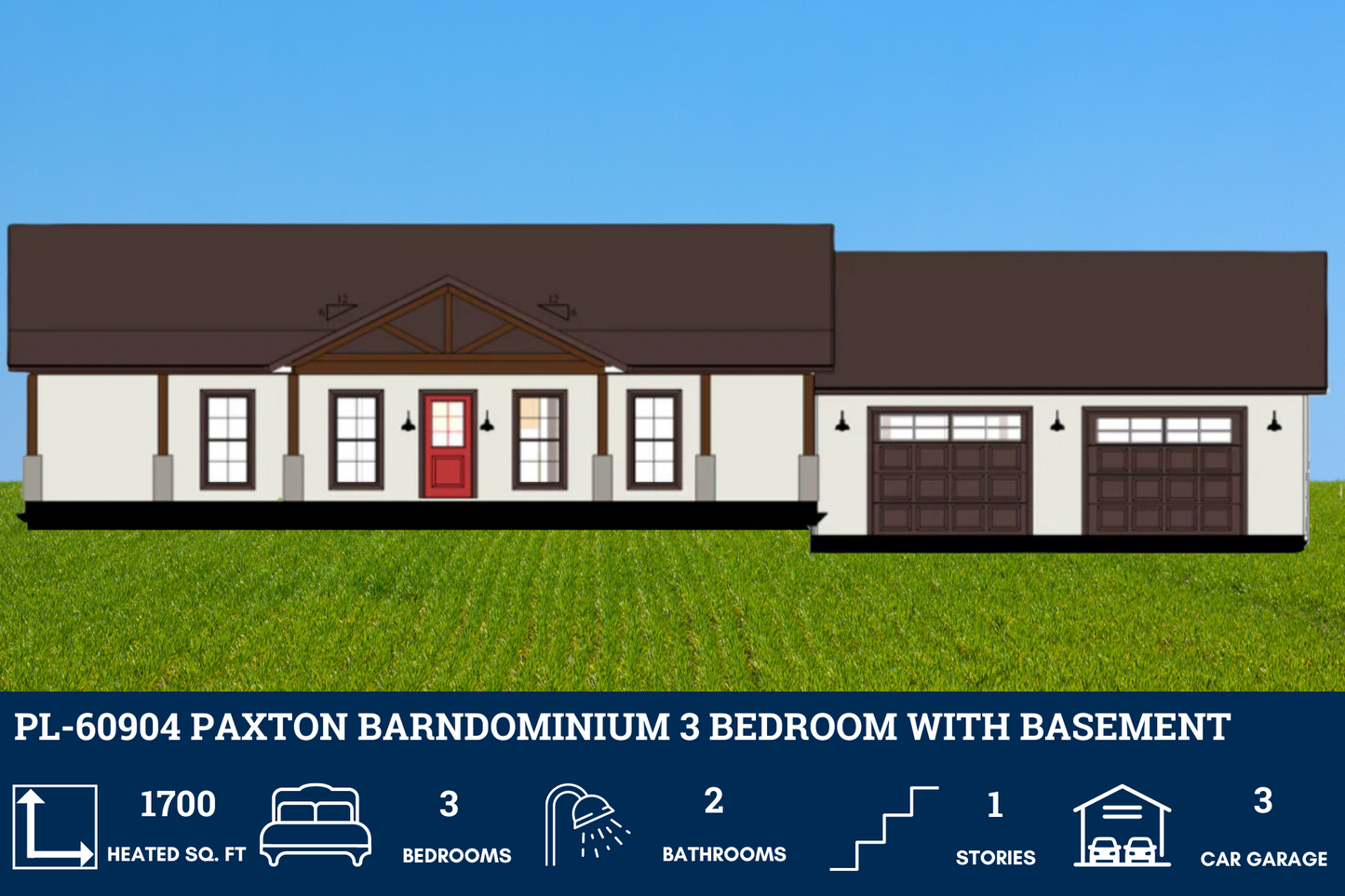 PL-60904 Paxton Barndominium House Plan