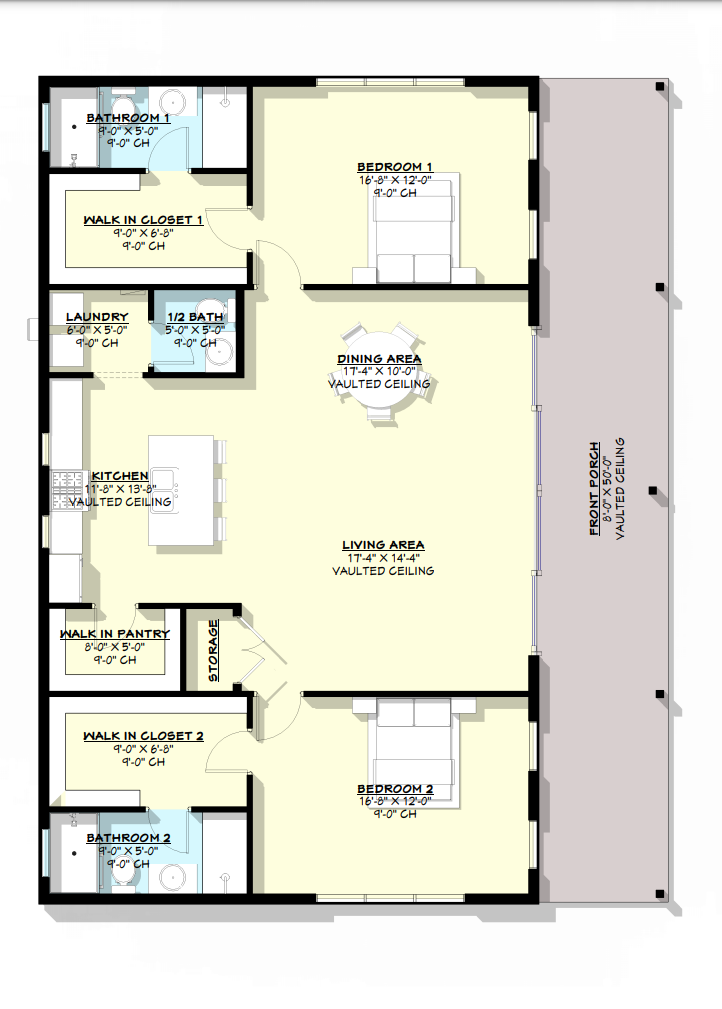 2 Bed 2 Bath Barndominium Floor Plans