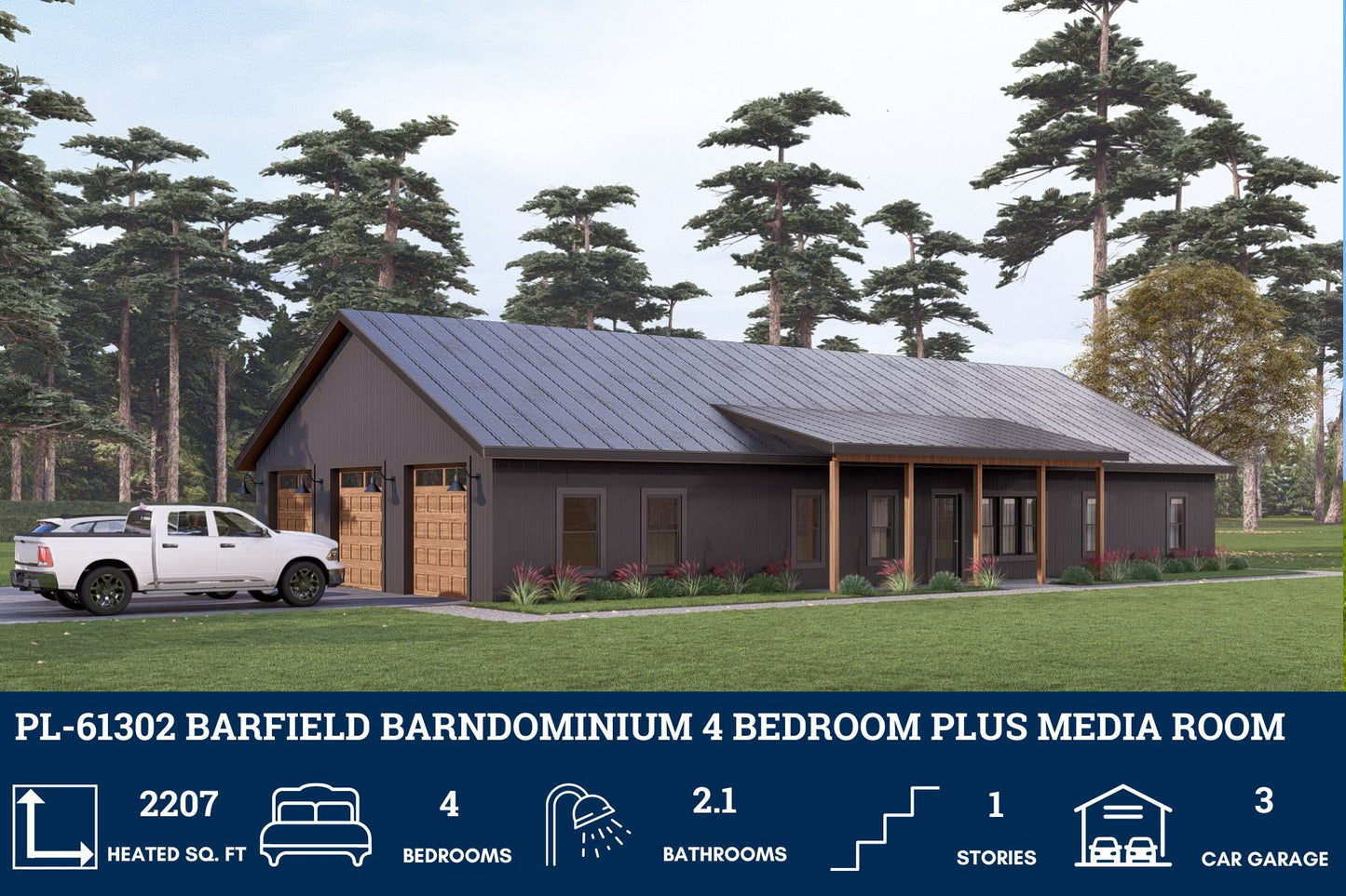 PL-61302 Barfield Barndominium House Plans