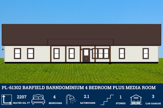 PL-61302 Barfield Barndominium House Plans
