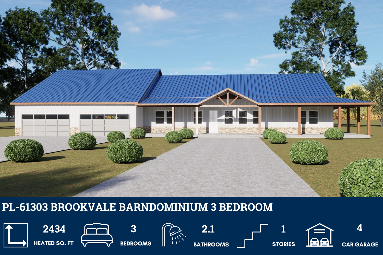 Barndominium House Plans with Wraparound Porch