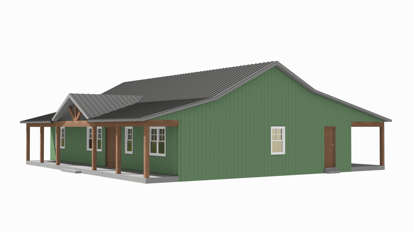 PL-61313-A Annabelle Barndominium House Plan