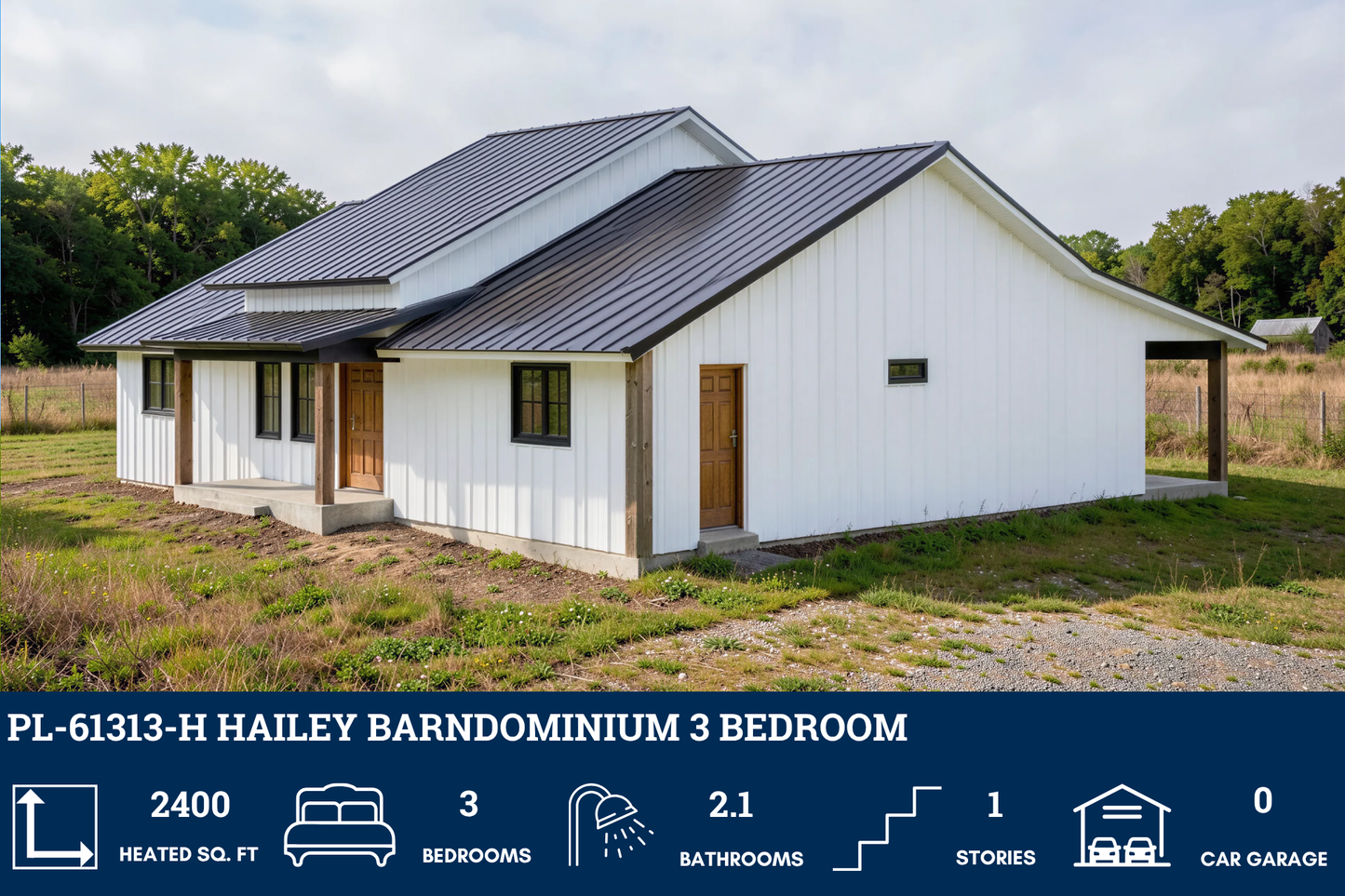 PL-61313-H Hailey Barndominium House Plan
