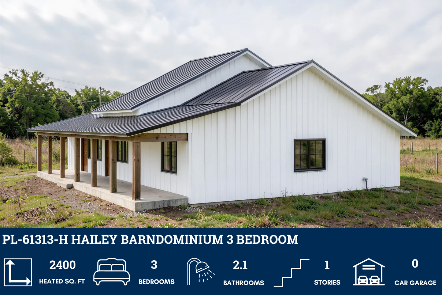 PL-61313-H Hailey Barndominium House Plan