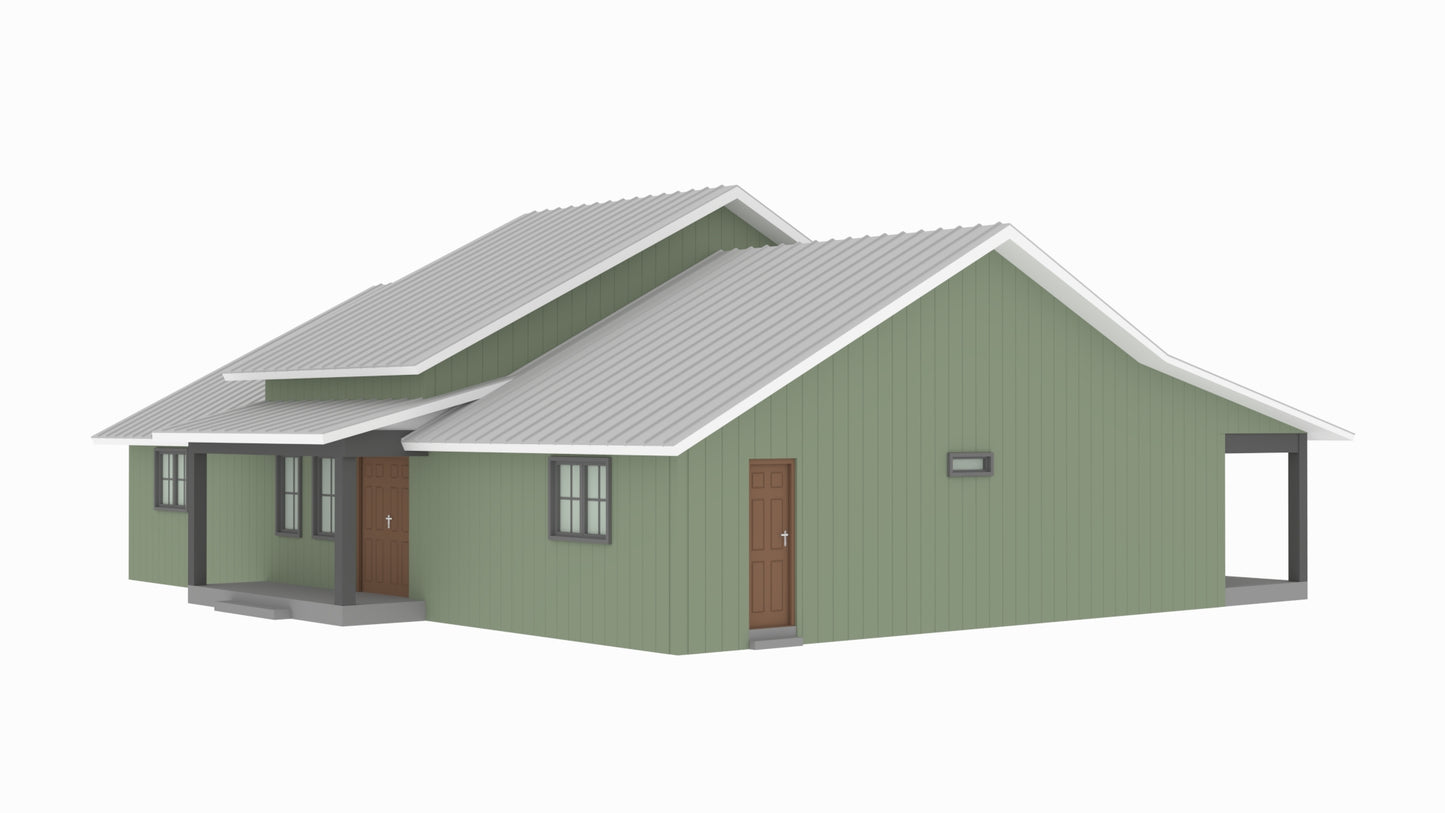 PL-61313-H Hailey Barndominium House Plan
